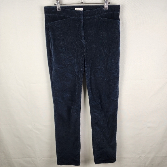 J Jill Straight Leg Dark Blue Corduroy Pants Size 8 - Picture 1 of 6